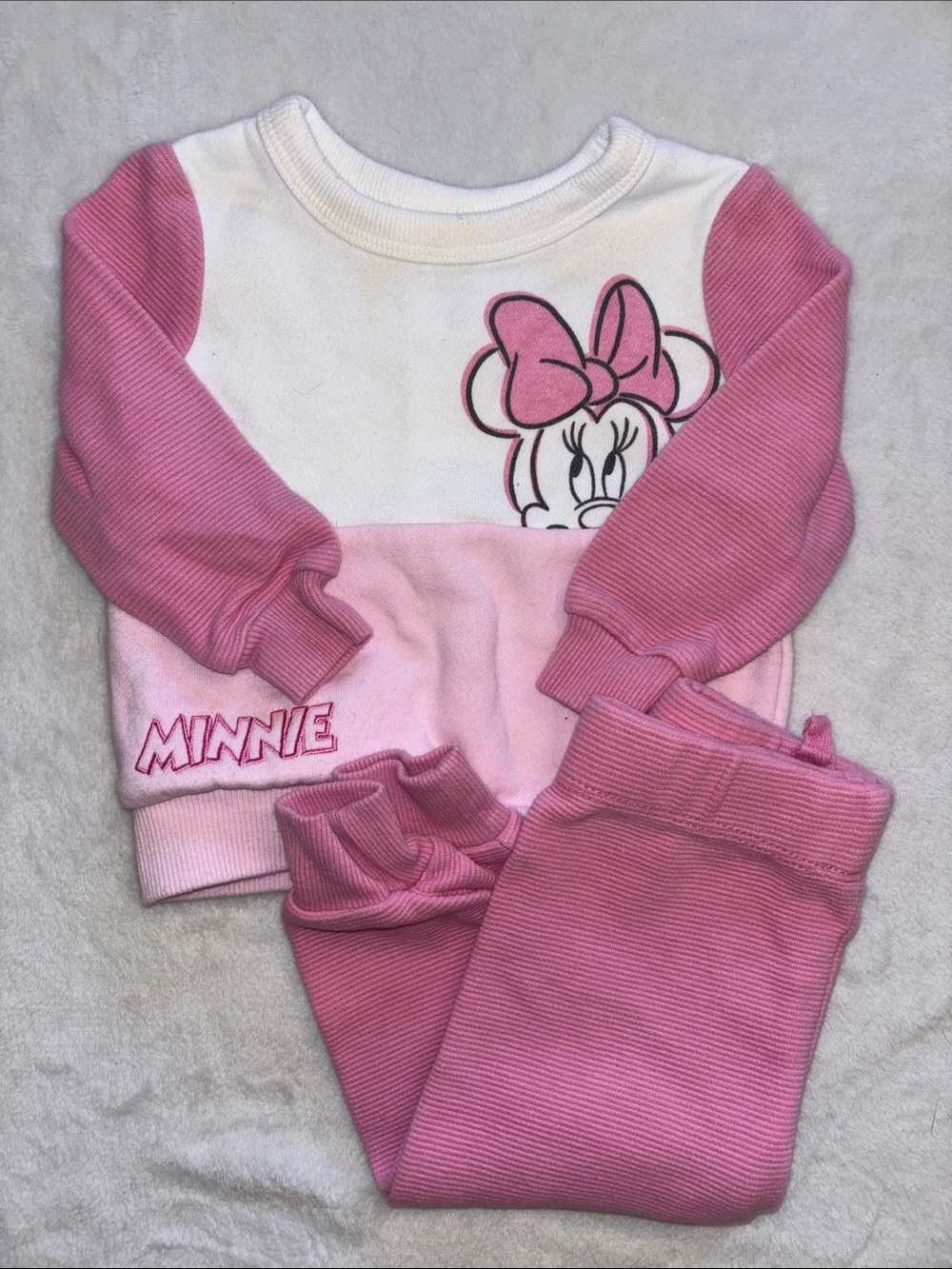 Disney Minnie Mouse Pink & White Two-Piece Set baby girl clothing 3 month